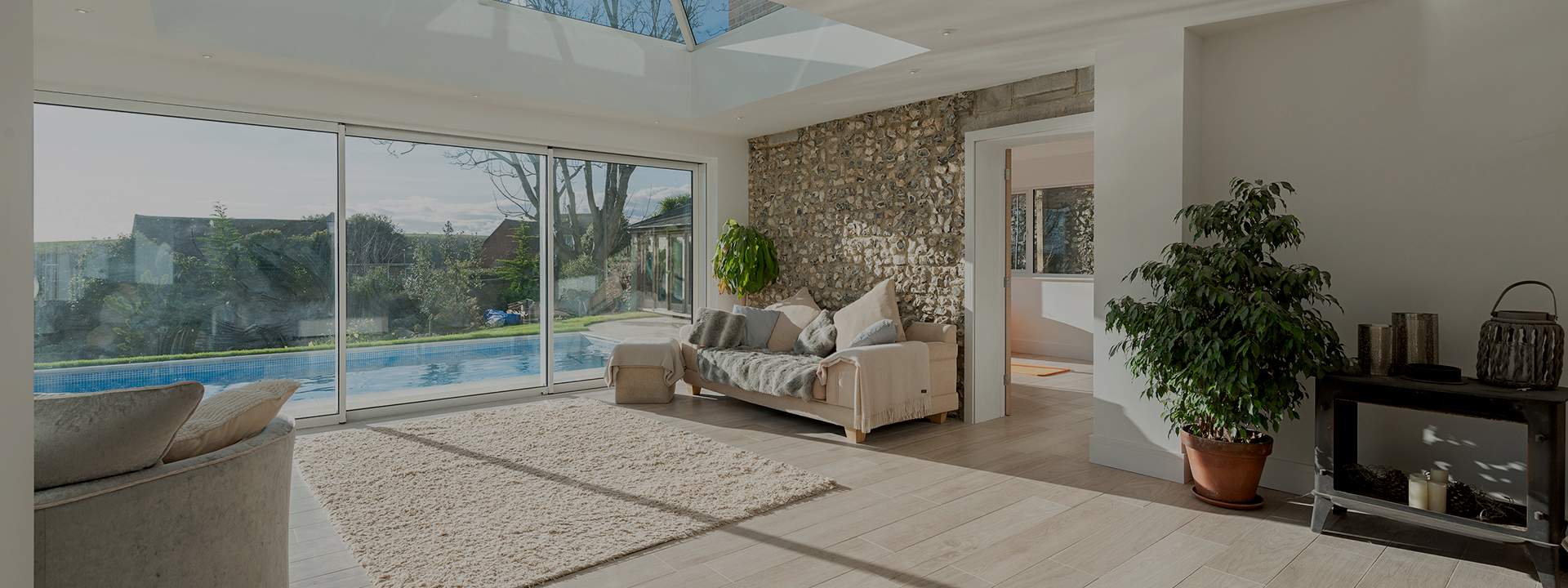 Spacious interior with sliding doors