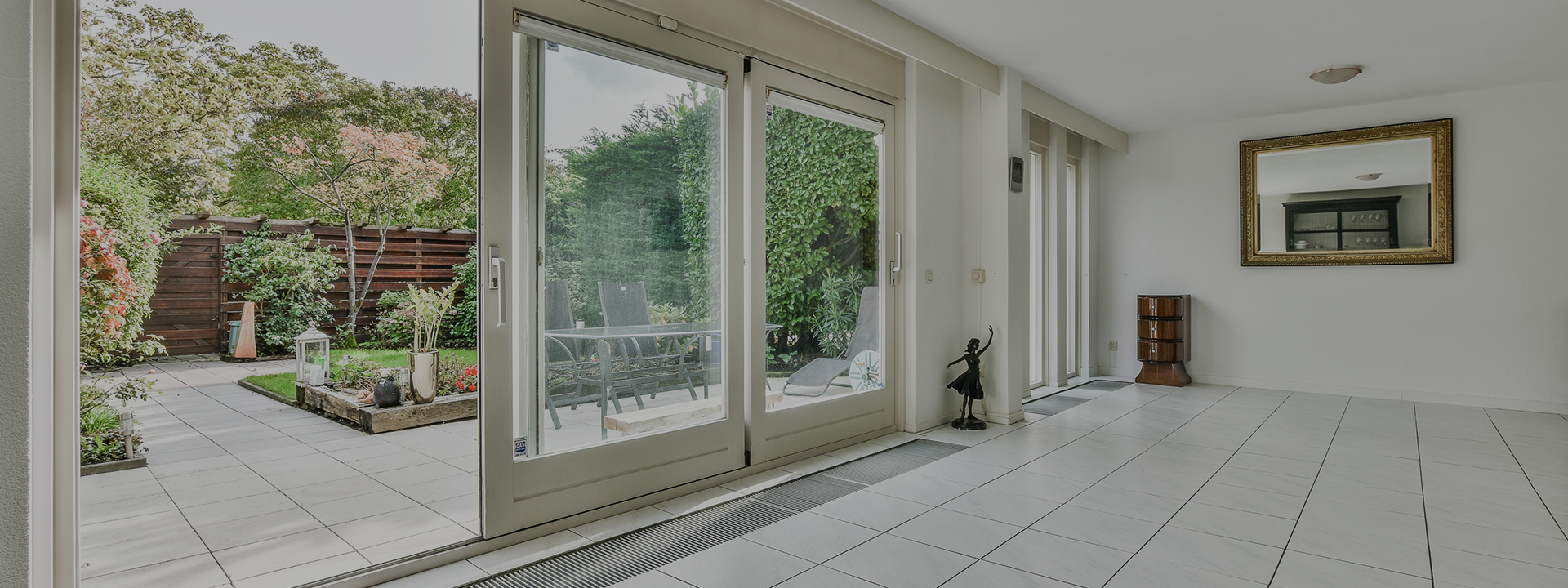 Patio sliding doors garden view